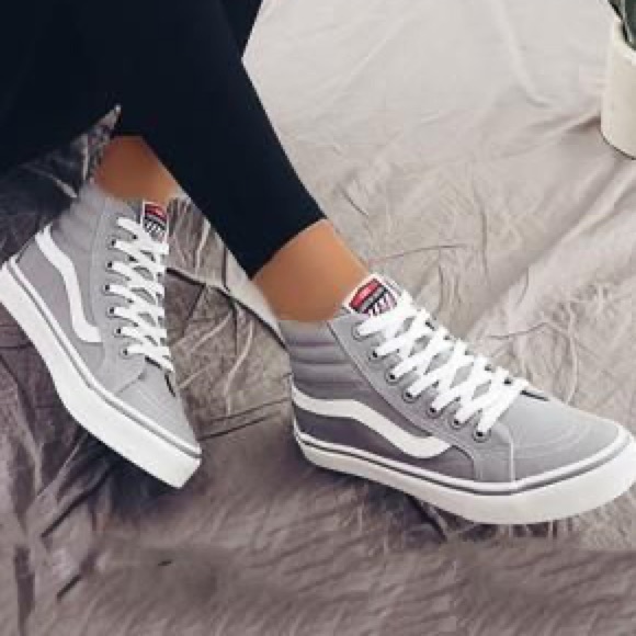 Vans Shoes - Gray & White High Top Vans Sneakers